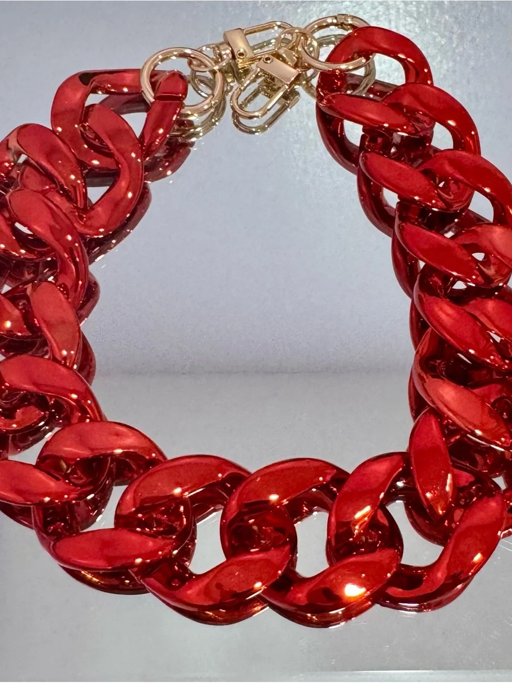 New Stylish Metallic Red Chunky Bag Chain 18 inches
